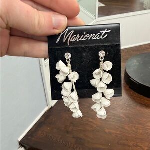 White Floral Drop Earrings